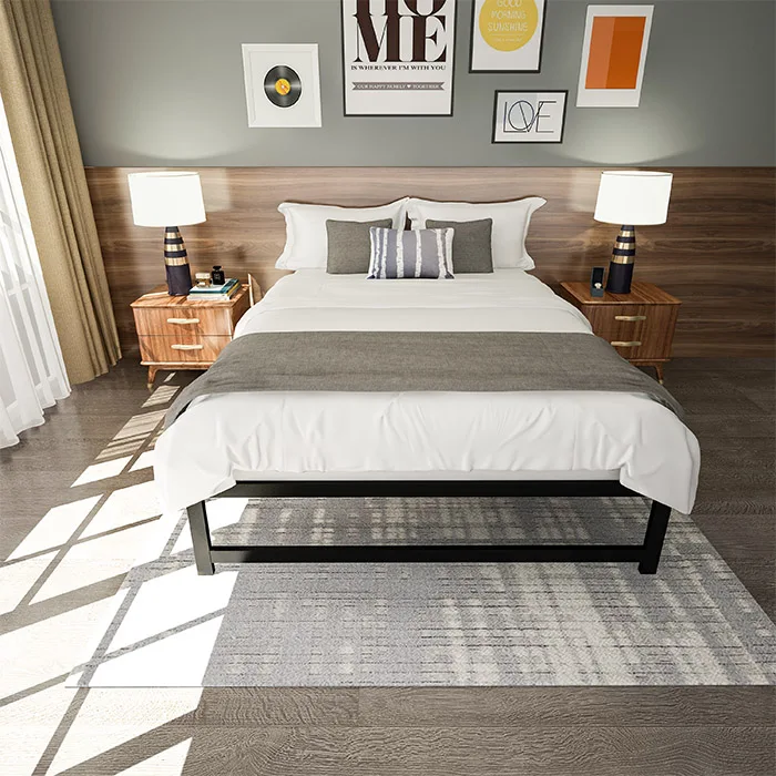 High Quality Cheap Assembly Black Basic Cast Iron Single Metal Foundation Bed