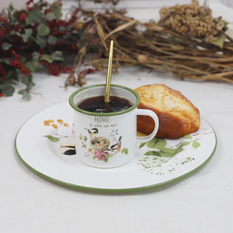 1000 мл кофейная эмалированная Кружка Чашка наружная металлическая кемпинговая кружка для путешествий с ручкой