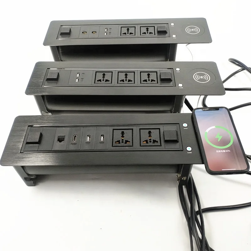 Aluminum Alloy Motorized Flip Up Rotary Electric Office Desk Conference