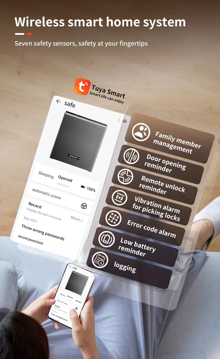 CEQSAFE Money Steel Safe Box Anti-theft Electronic Hotel Office Cash Security Cabinet TUYA APP WIFI Safe Home Box supplier