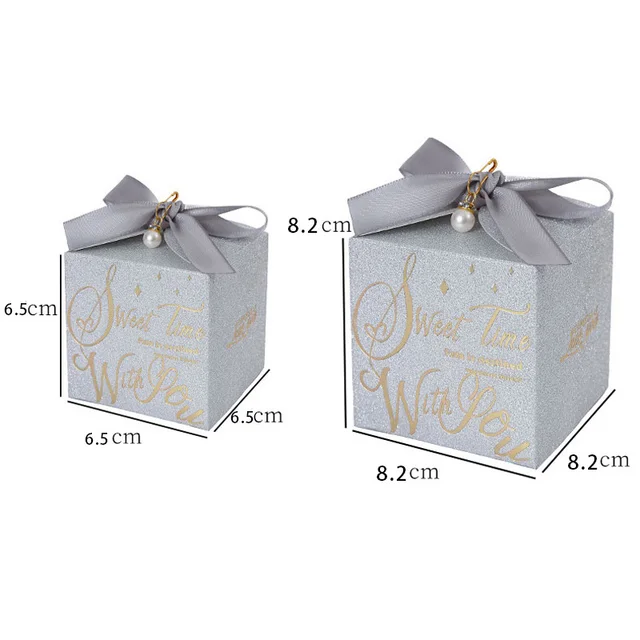 Gold silver Paper Material  Wholesale  luxury small folding Wedding Party Favors Chocolate  cookie Candy Boxes