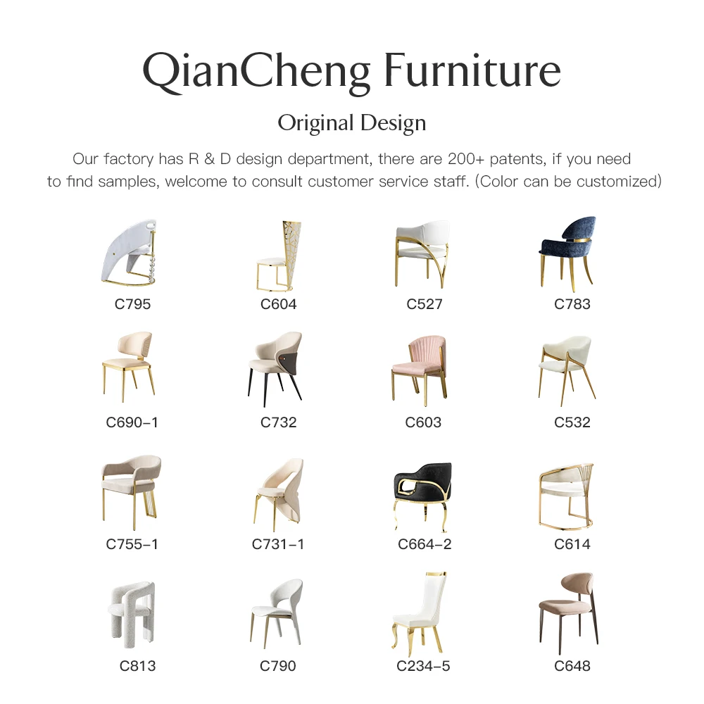 QIANCHENG Ergonomic European Style Velvet Upholstered Restaurant Hotel Dining Room Furniture Luxe Dining Chairs