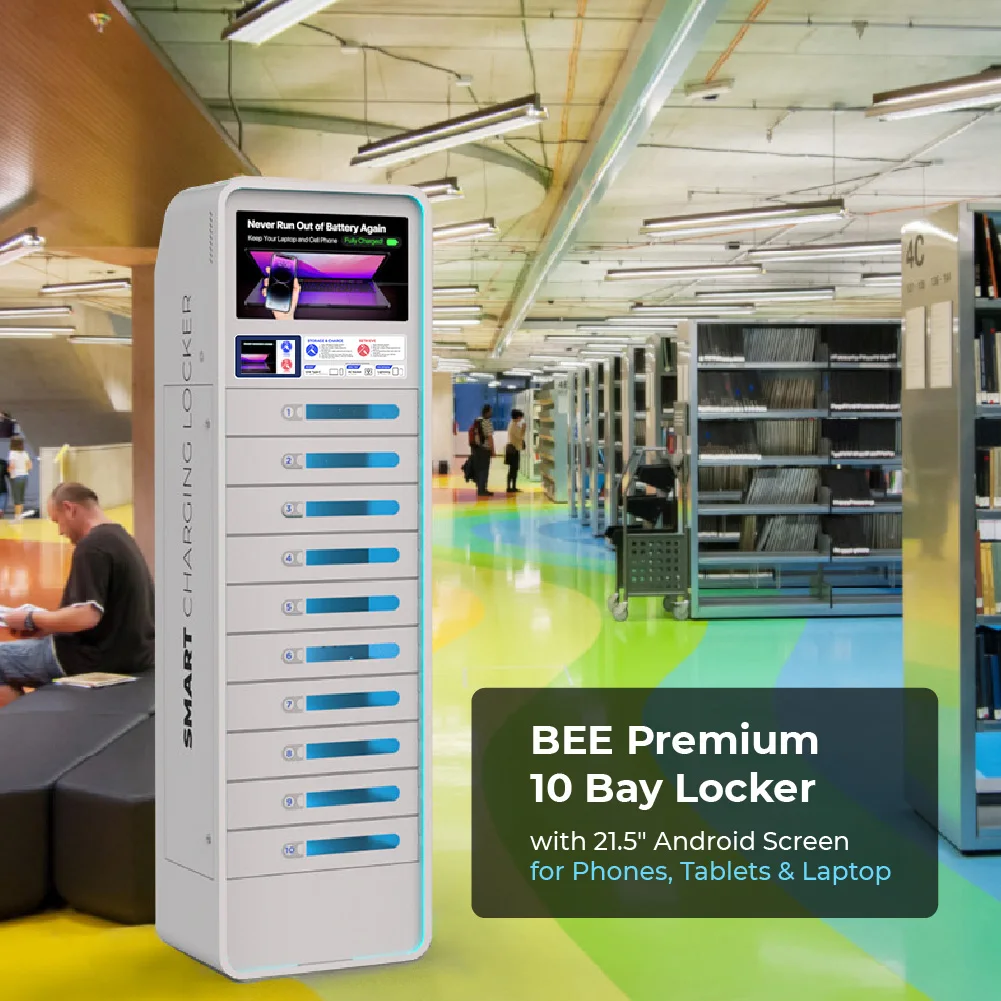 Y2 Power Modernized BEE 10Bay Charging Locker Perfect for Library Community College Easy to Use Fast Charging Station for School