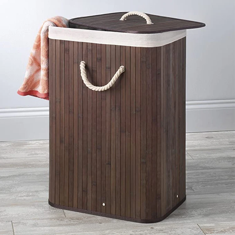 Laundry Hamper With Rope Handles Bamboo Natural Stain Bamboo Laundry