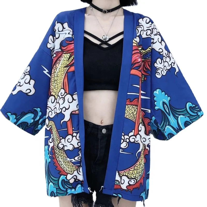 Wholesale Summer Anime Fox Print Shirts Loose Traditional Kimono Men Women  Yukata Japanese Cardigan Cosplay Haori Clothing From m.