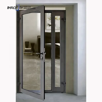 Factory direct aluminum casement door beautiful elegant shape black frame casement door