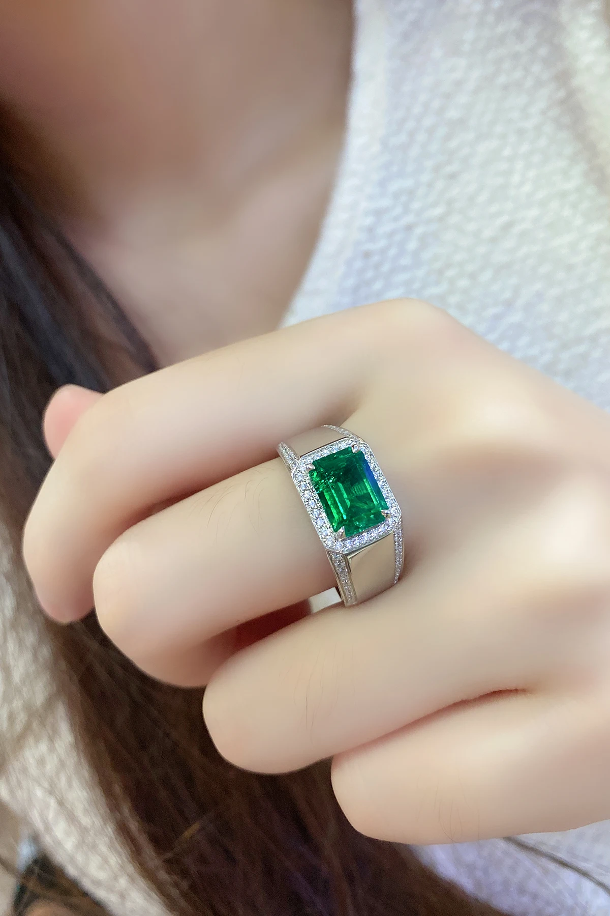 Sterling Silver Lab-Grown Gemstone & White Sapphire Milgrain Band Ring – Emerald, Ruby Or Blue Sapphire – Promise, Engagement Or Statement Ring
