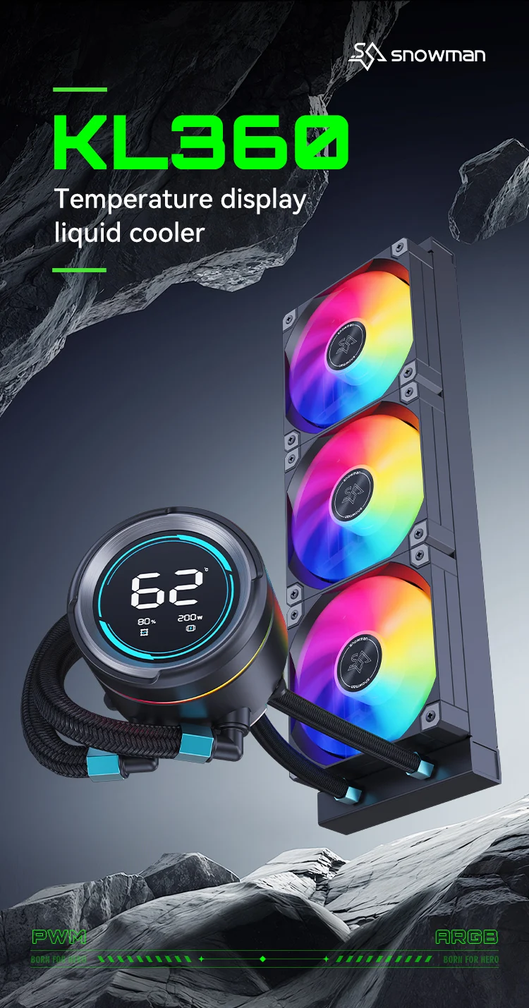 SNOWMAN AIO Liquid Cooler KL360-ARGB CPU Processor Radiator ARGB Fan ...