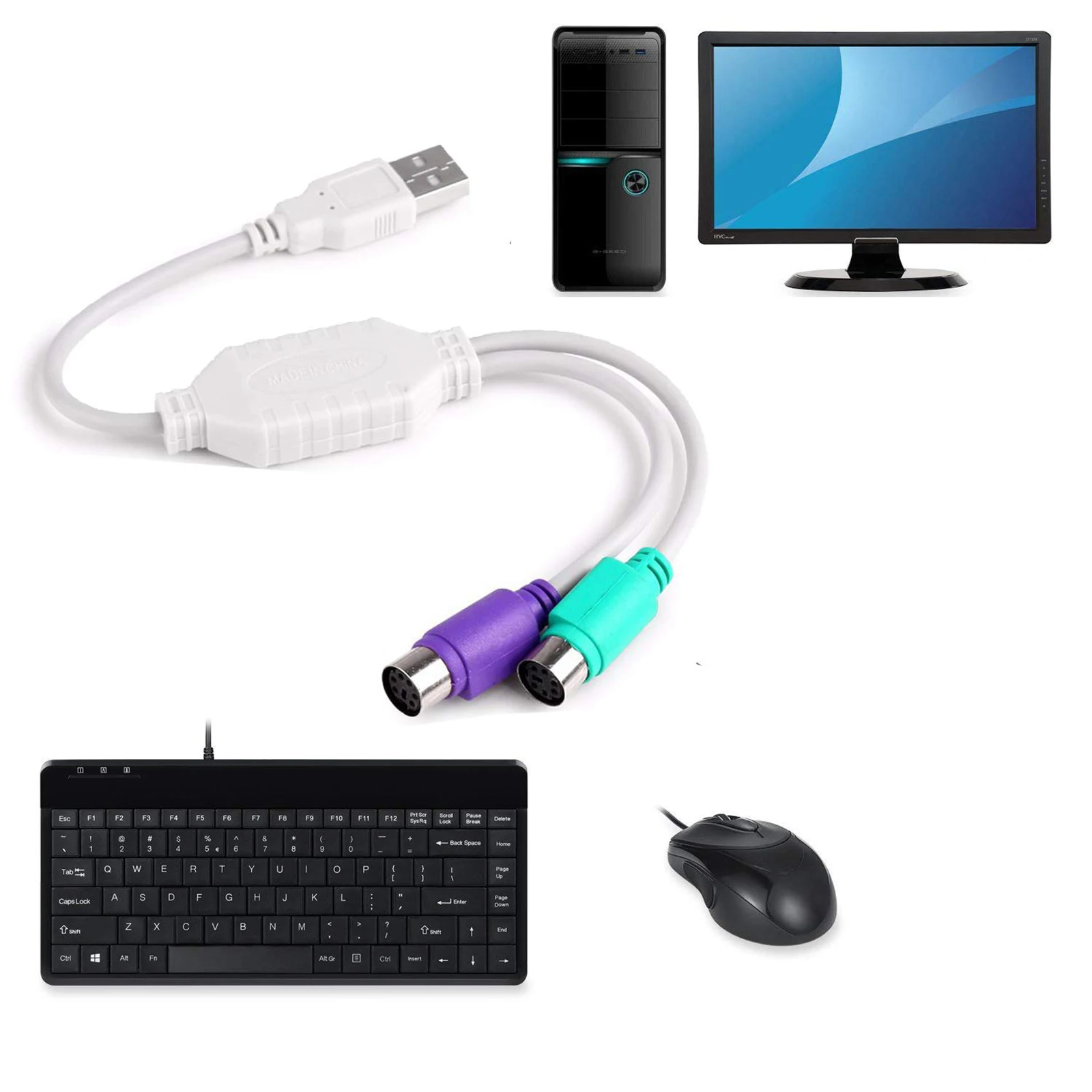 Ps/2 Keyboard/mouse To Usb Converter Adapter Buy Ps/2,Ps2,Usb Cable