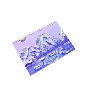 Wholesale A3 Size Double-Sided Release Notebook Personalized Illustrated Spiral Coil Book Paper Cover Oil Painting Tape Sticker