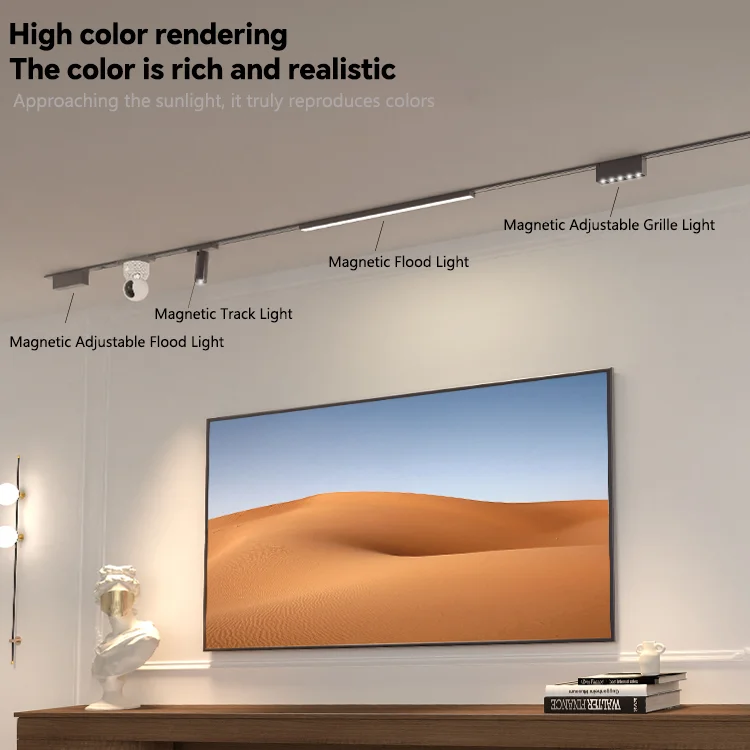 48v modern design recessed rail for led tension stretch ceiling magnetic track light system-3