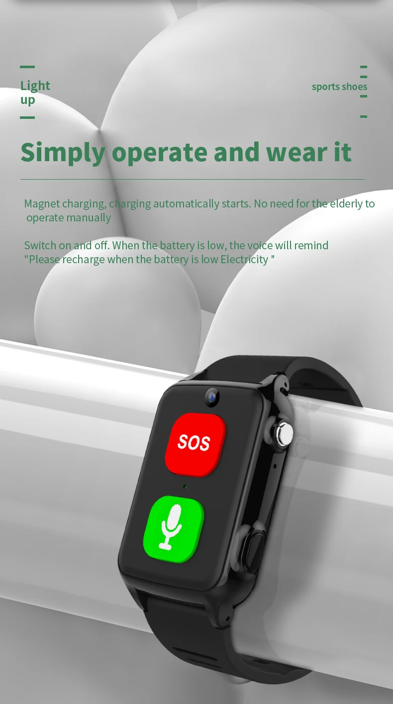 IP67 Waterproof 4G GPS tracker Watch Fitness Monitor Heart Rate Emergency  Elderly Sos Panic Button Watch