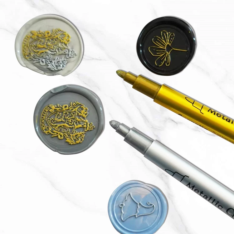 Ручка-маркер золотистая/серебристая металлическая