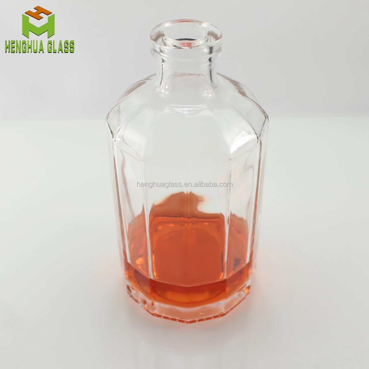 Custom clear 1000ml 1l  Unique Shape  Flint Glass Liquor Bottle 1 Liter Polygon Vodka Wine Brandy Spirits Whiskey Glass Bottle