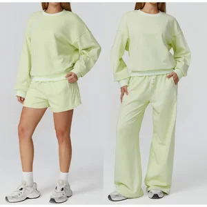 Hot Sale Women Fitness Jogger 2pcs Fitness Loose Casual Running Drawstring Sweatpants Sweatshirt Hoodie Sports Set