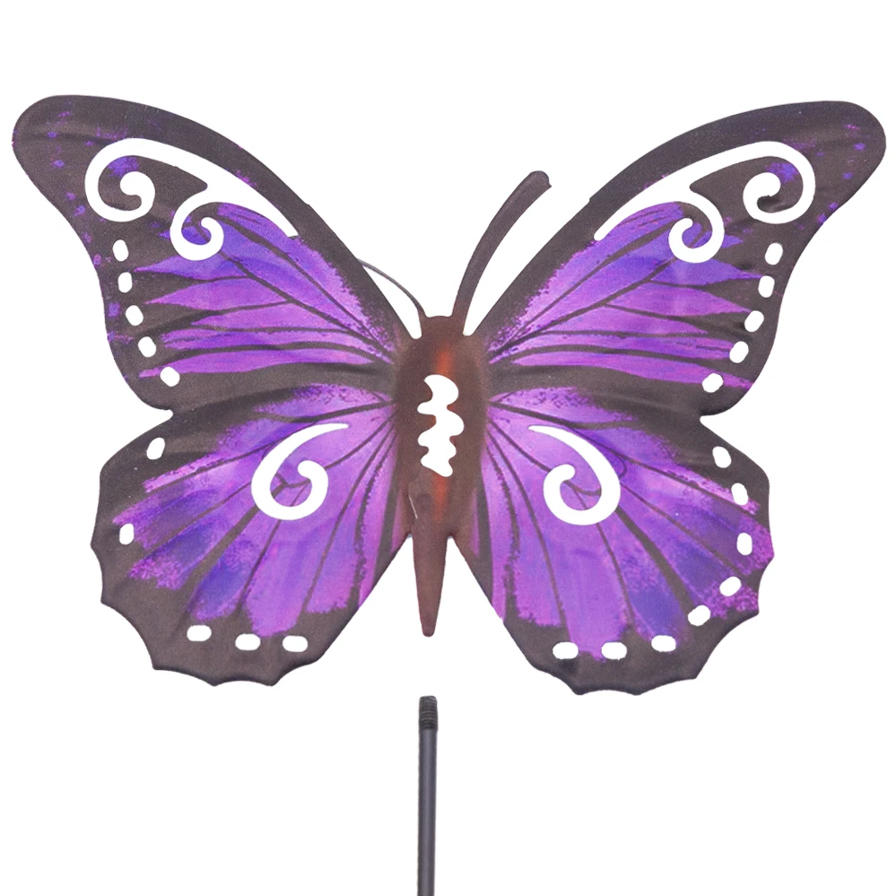 Purple Butterfly Spring Yard Sign  Plant Stake Lawn Art Patio Metal  Stakes Outdoor 