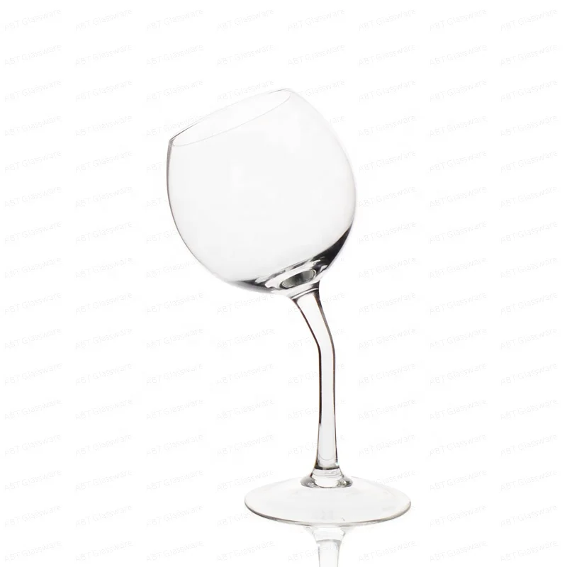 Modern Curved Stem Slanted Clear Red Wine Glass - Buy Modern Curved Stem  Slanted Clear Red Wine Glass Product on