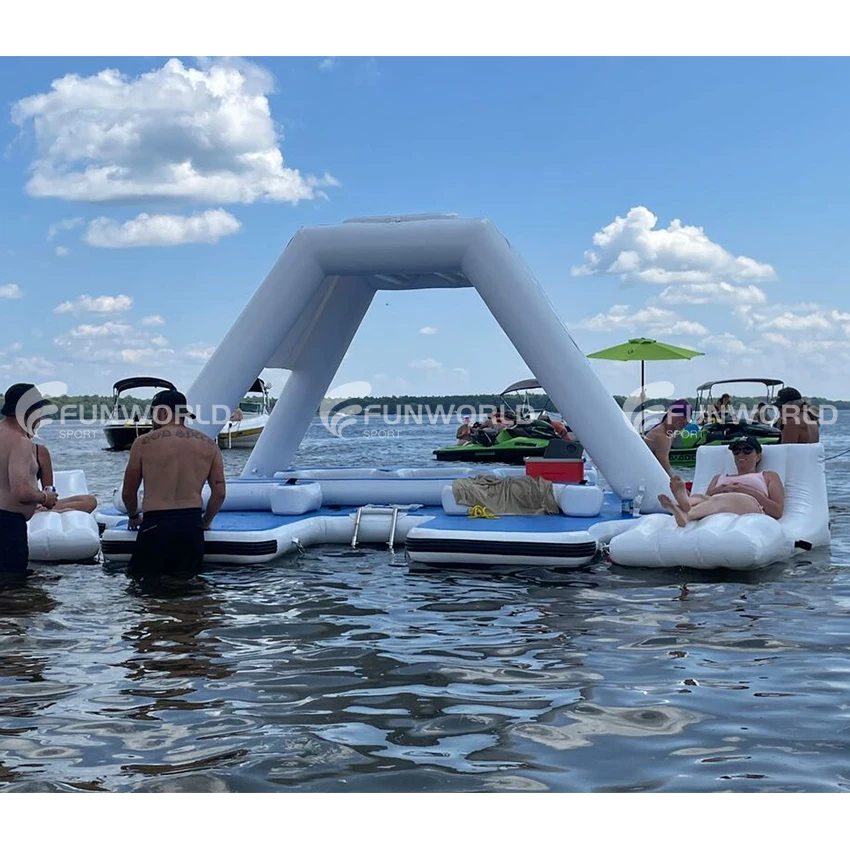 Outdoor DWF Inflatable Floating Island Raft with Canopy
