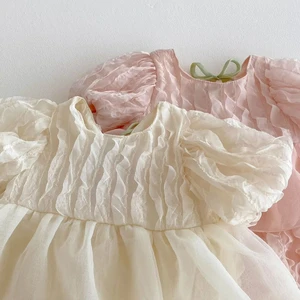 Newborn Baby Girl Summer Jumpsuit Princess Fart Dress Inspired by Full Moon Hundred Days 100% Cotton for Summer