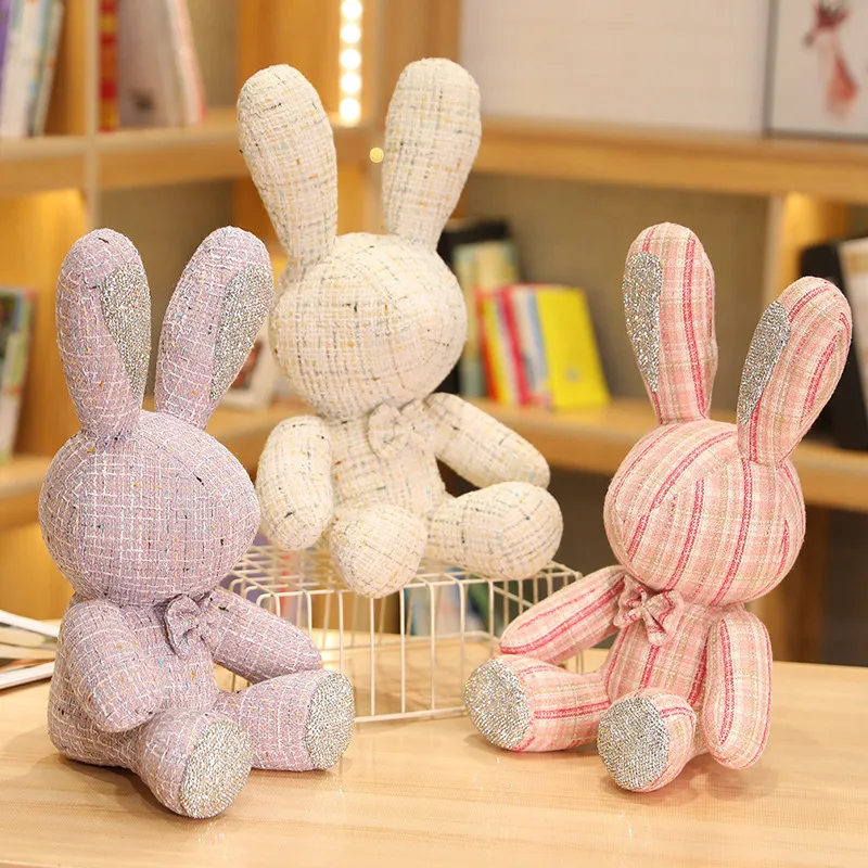 New 38cmCute Diamond Inlaid Rabbit Plush Toys Bunny DIY Doll Ornament  Creative Gifts Accompany Xmas Birthday Toys For Children - AliExpress