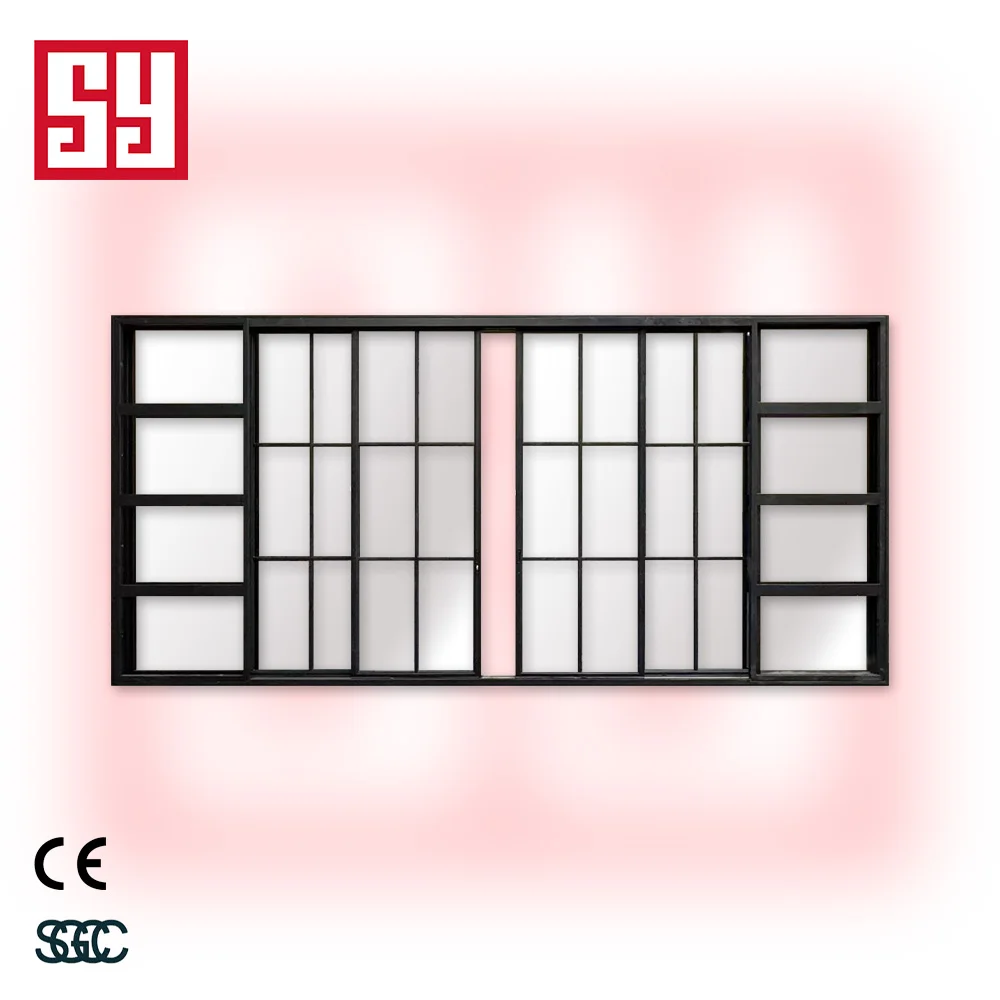 Modern French Glass Windproof Sliding Door Double Glazing Tempered Glass Finished Surface for Mall Office Building Exterior Use