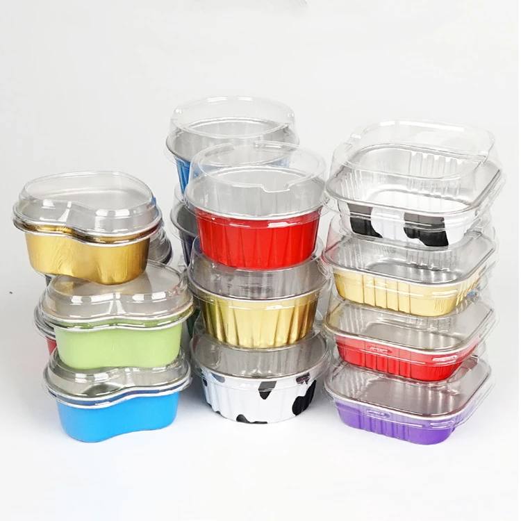 Wholesale Colorful Rectangle Takeaway Foil Pans Muffin 440ML 15oz Puddig  Disposable Colorful Dessert Aluminum Foil Container