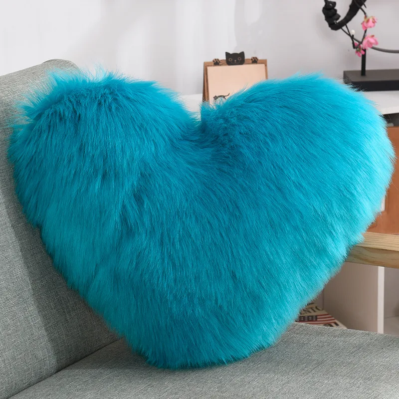 Aoyatex creative heart-shaped plush throw pillow cushion Cushion with core sofa waist cushion office seat wool pillow details