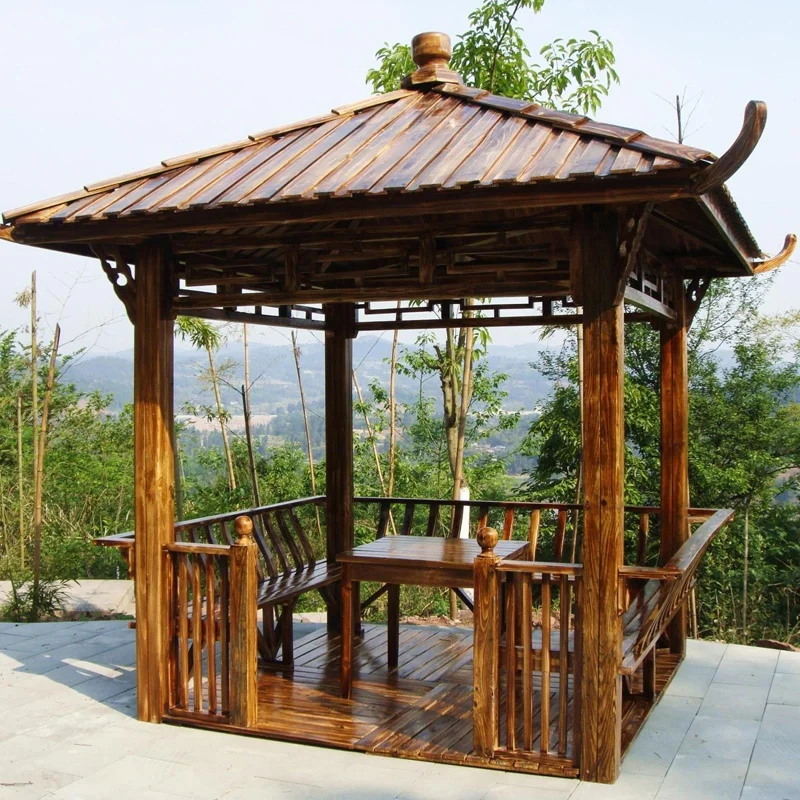 Garden Building Chinese Wooden Prefab Gazebo Small House Movable Kits Easy Install
