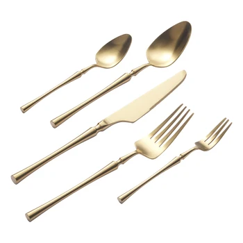 China Wholesale Restaurant 304 Gold Cutlery Set Stainless Steel Flatware For Wedding