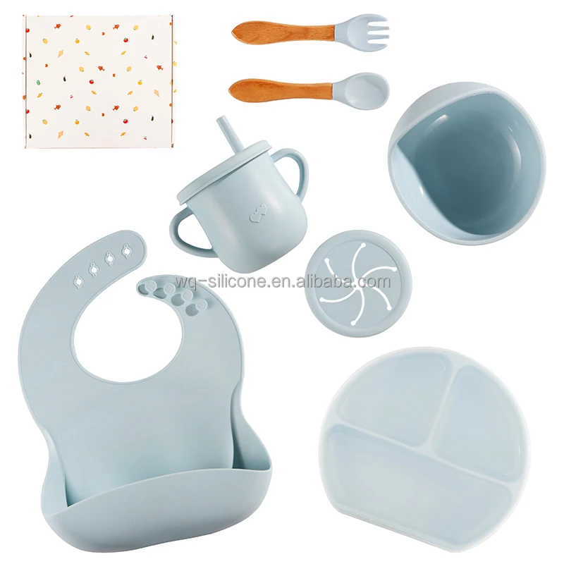 Wholesale Choice Food Grade Silicone Supplement Baby Feeding Food Grade toddler Bowl Spoon Tableware Set details