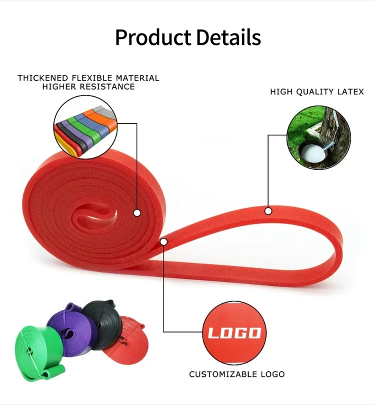 Custom Logo Fitness Workout Equipment Training Elastic Rubber Band For