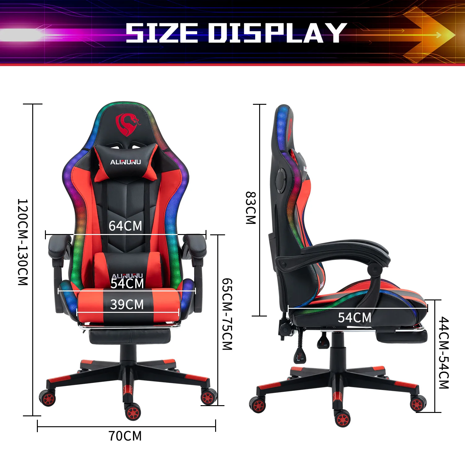 High Quality RGB Racing Computer Gaming Chair LED Game Chair with Speakers and Massage