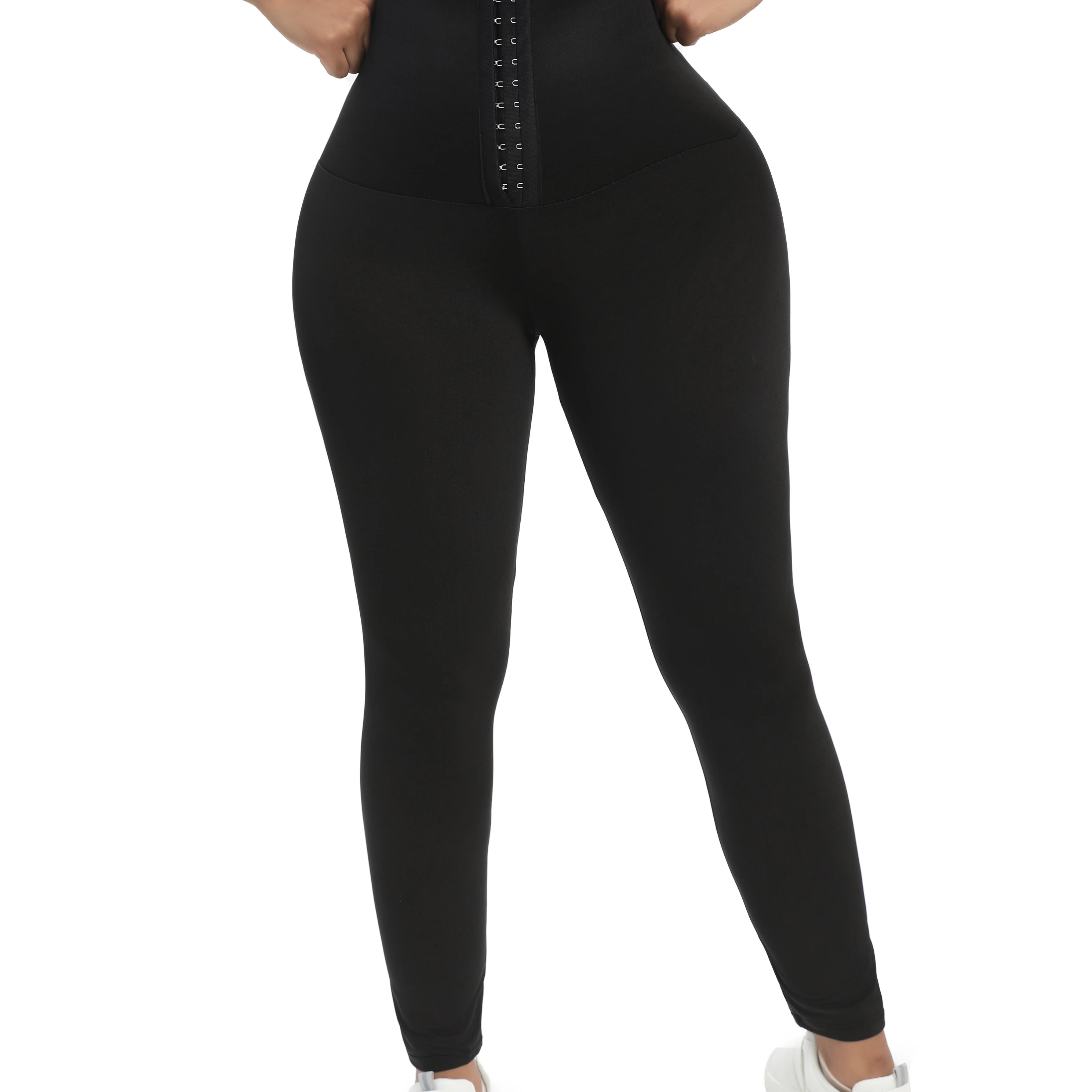 Europe and the United States Large Size Fitness Burst Sweat Shapewear Yoga Clothes Breasted Waistband Sports Pants