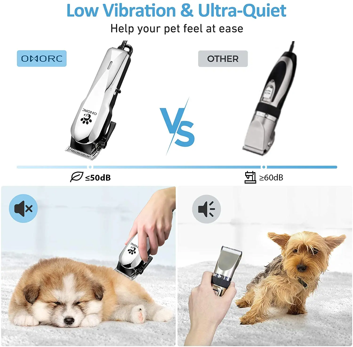 Professional Dog Grooming Clippers - Low Noise & Rechargeable Professional Dog Grooming Clippers - Low Noise & Rechargeable