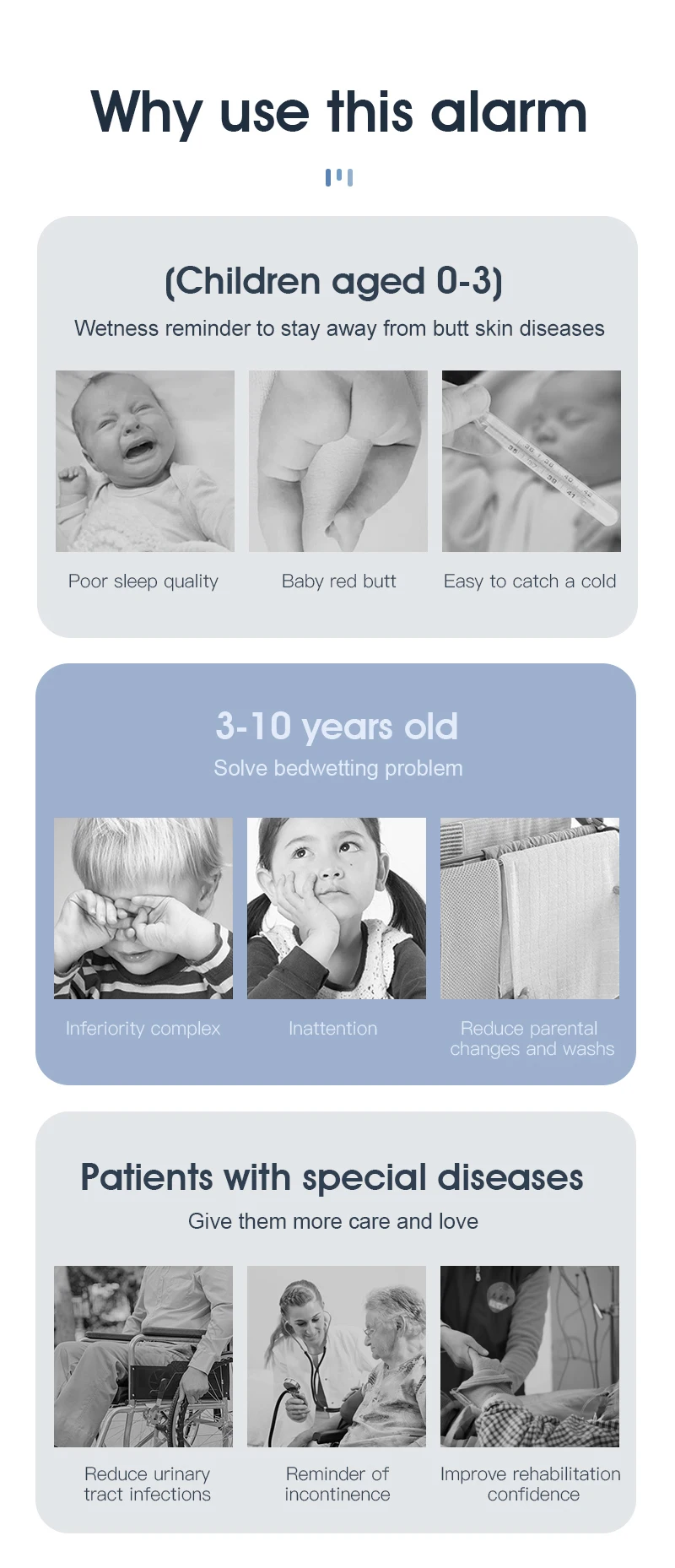 Deep Sleeper Vbiration Sound Wireless Bedwetting Alarm With