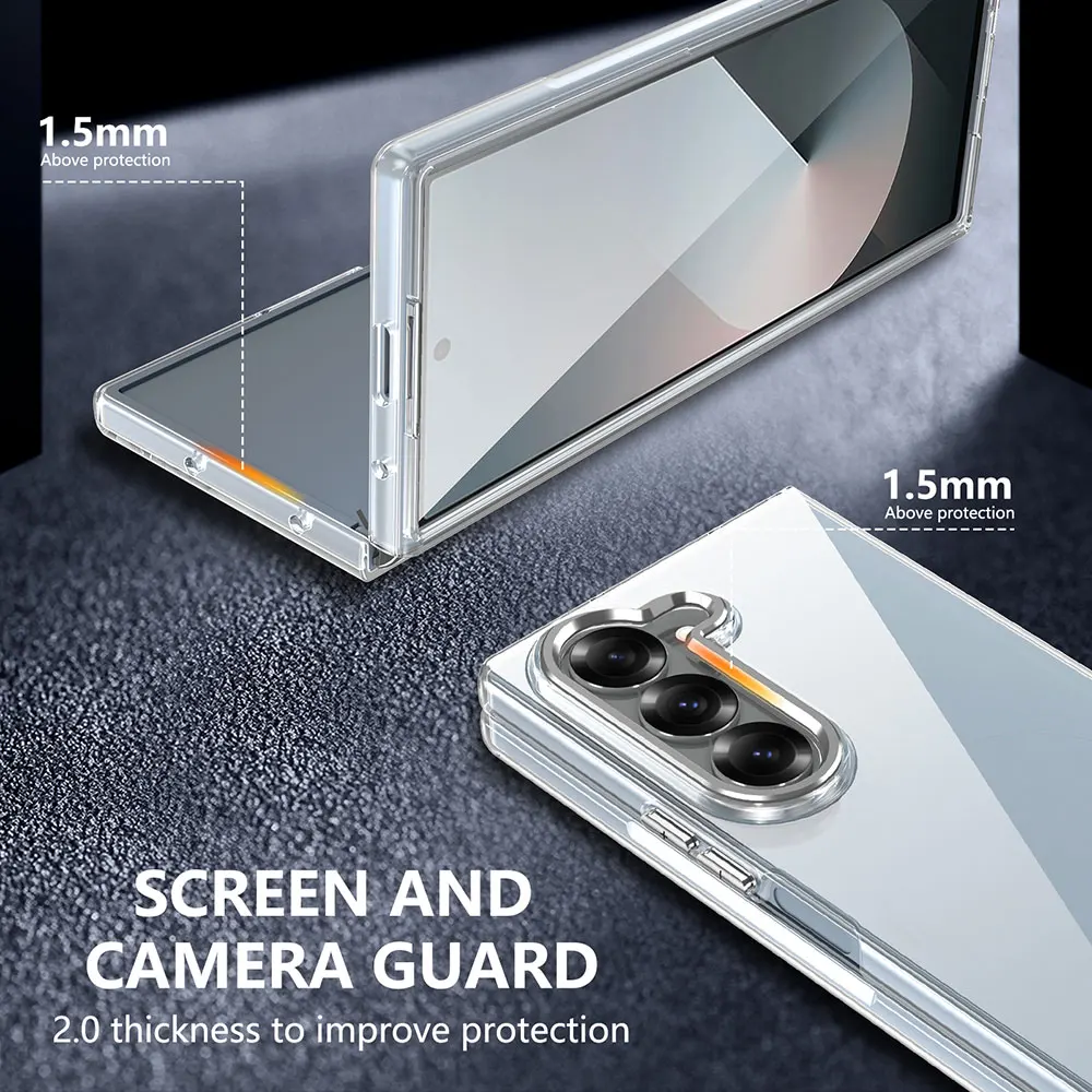 Laudtec Sjk959 Transparent Phone Case Metal Lens Clear Cover Pc Hard Anti Yellow Shockproof For Samsung Z Fold6 Fold5 Fold4 manufacture