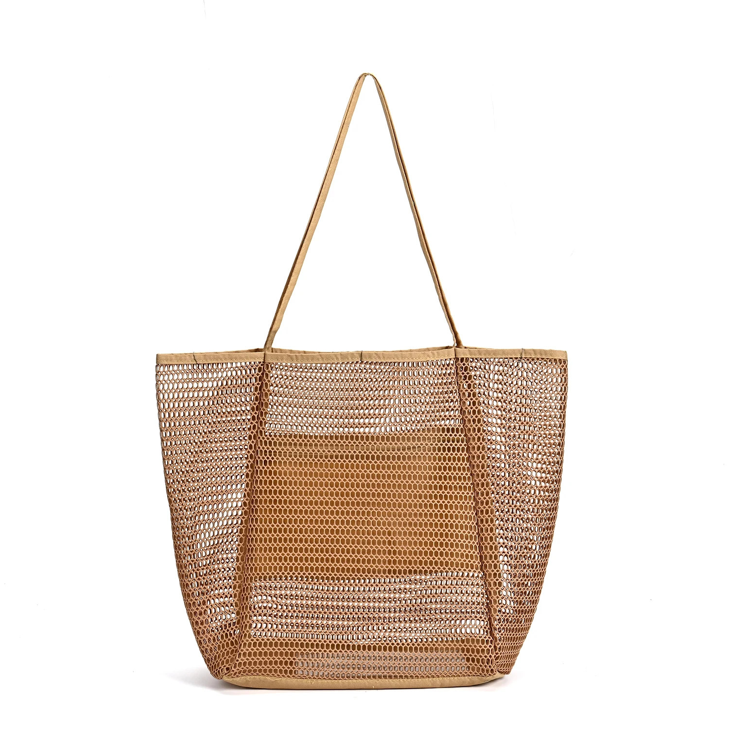 Customizable Summer Mesh Beach Tote Bags Korean Vintage Style Black Red Color Polyester for Women's Travel Bulk Shopping manufacture