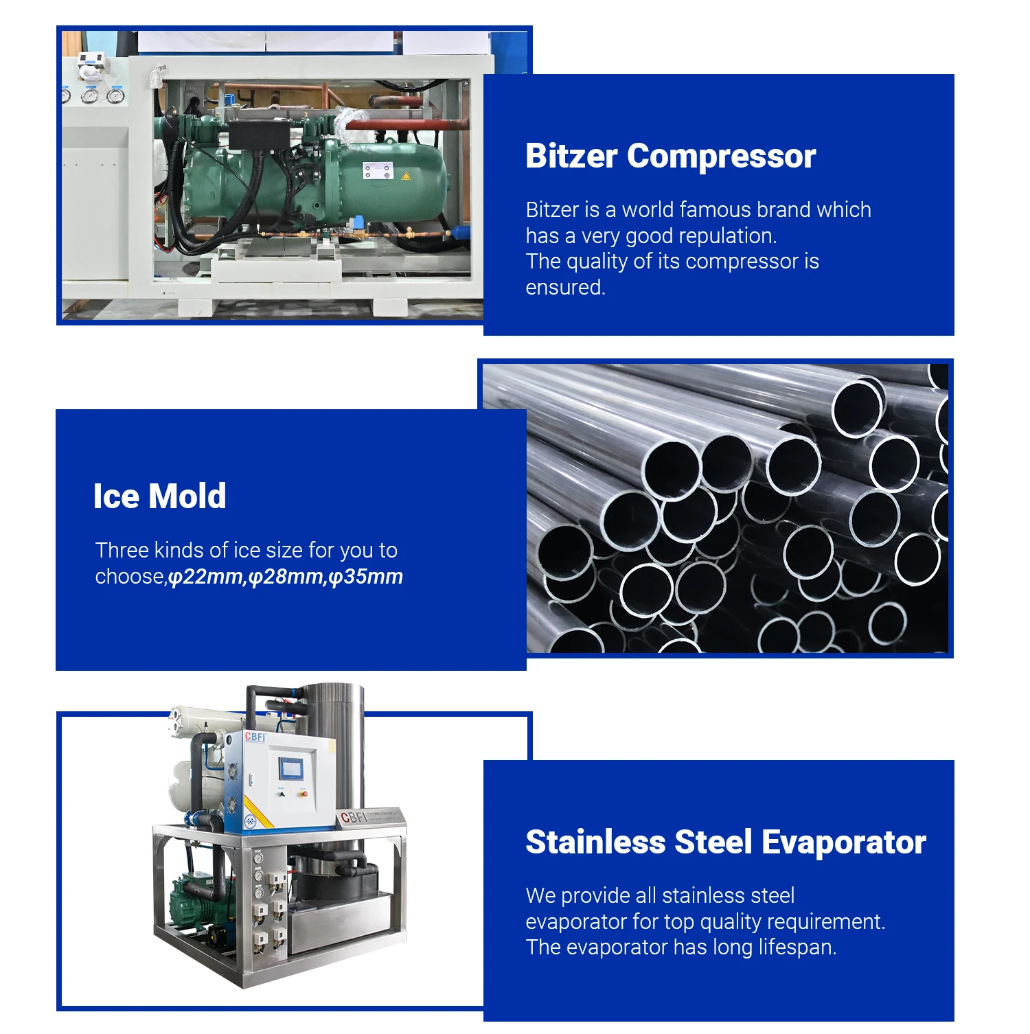 PLC control system large ice cube maker machine with foot switch-CBFI