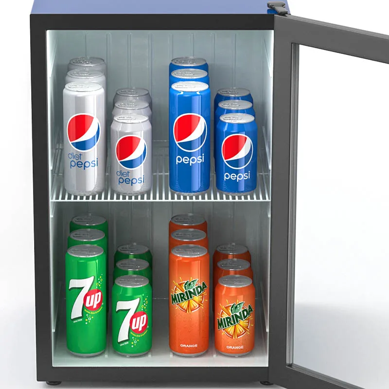 Commercial Display Fridge 21L Portable Mini Cooler With Brand Glass Door  Sticker