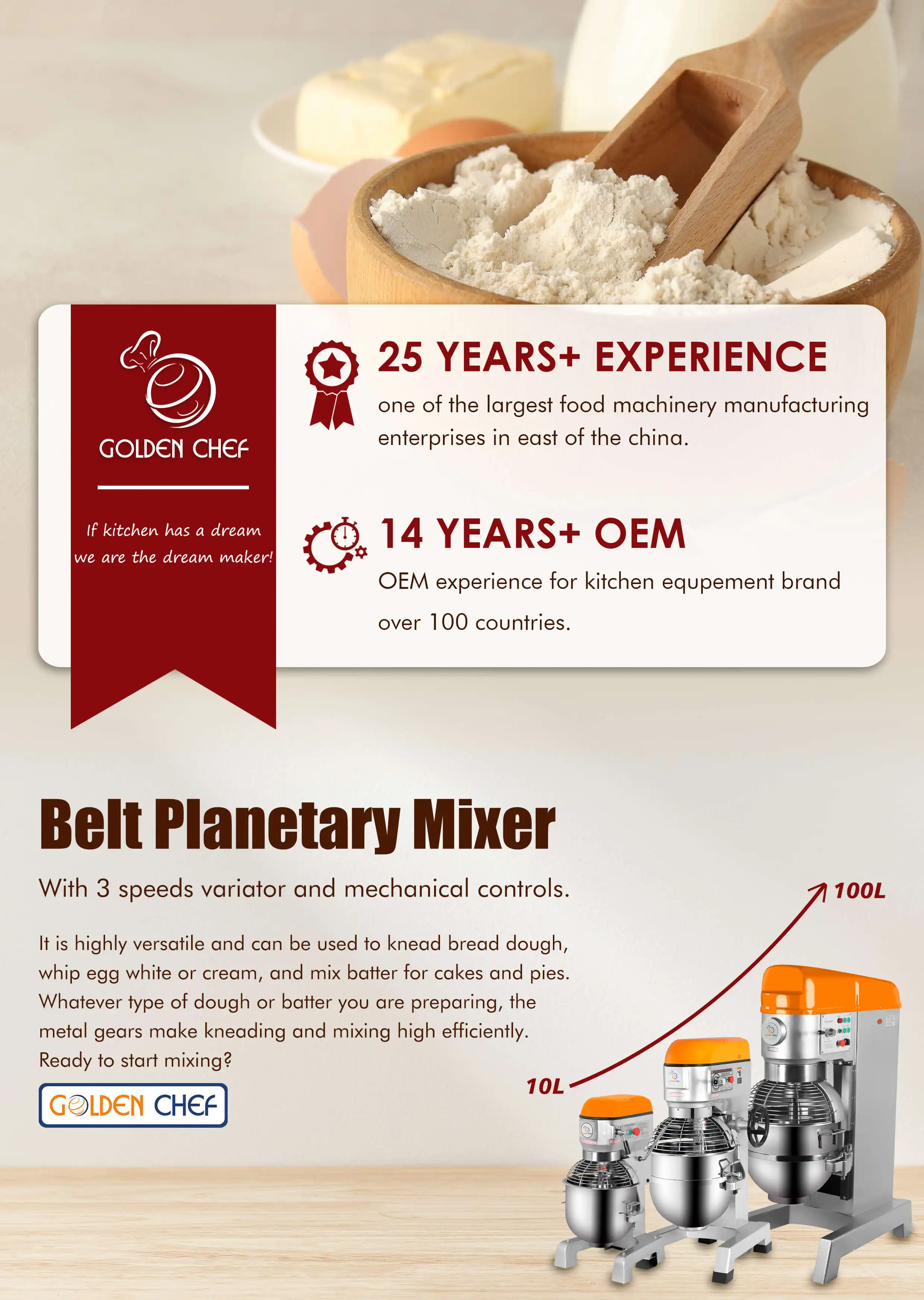 Multi Function Three Speed Levels Blender Electric Food Mixer 100l