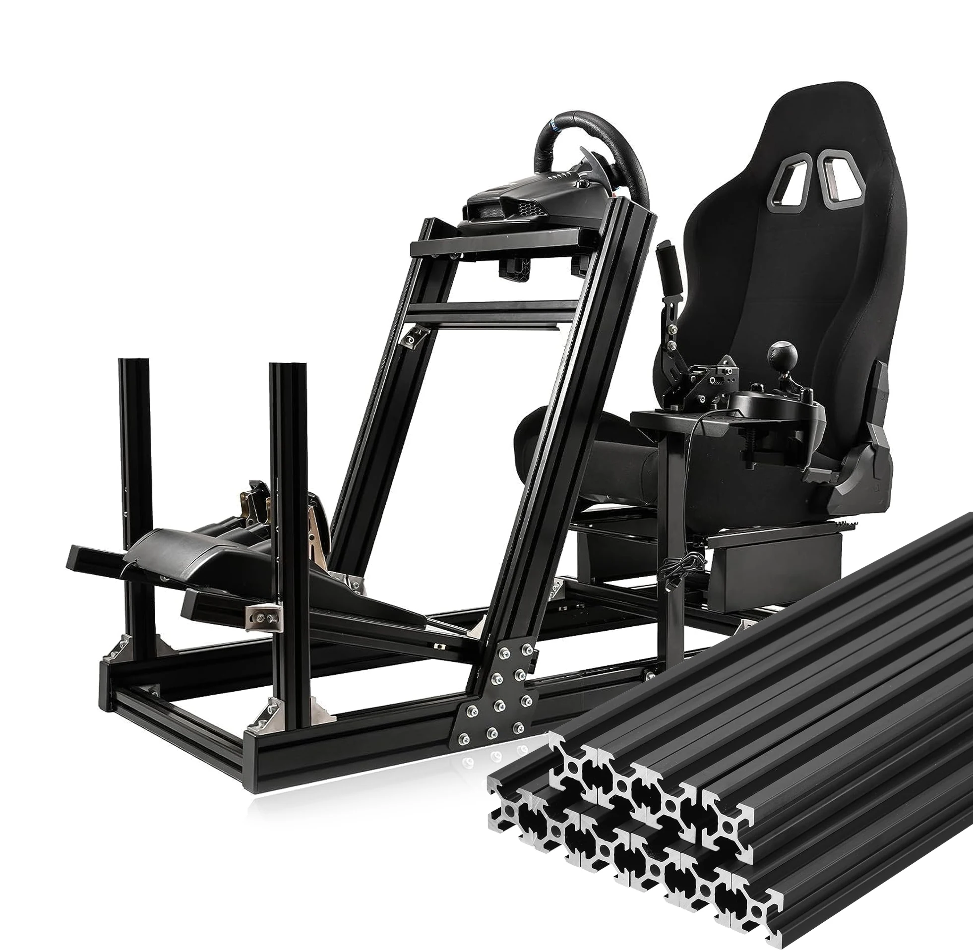 Customized Fanatec Wheel Sim Racing Aluminum Frame Racing Simulator Seat Hydraulic Support Ecran Sim Racing Cockpit SC