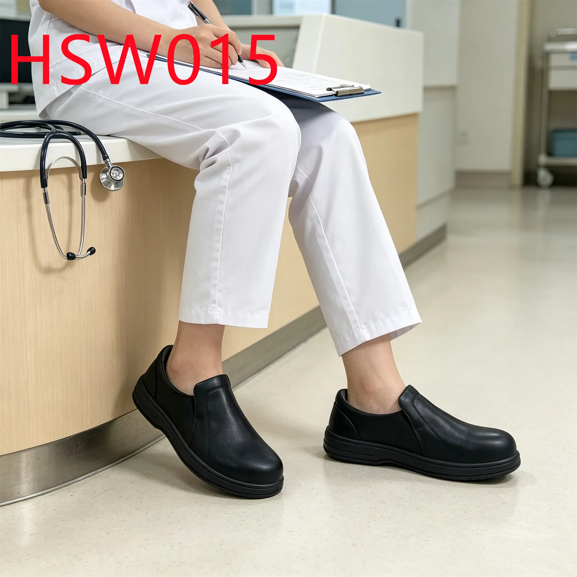 HY,Food Plant Full Grain Leather Pull on Hua Singh Safety Shoes Anti-acid PU Injection Sole Steel Toe Insert Work Clogs HSW015