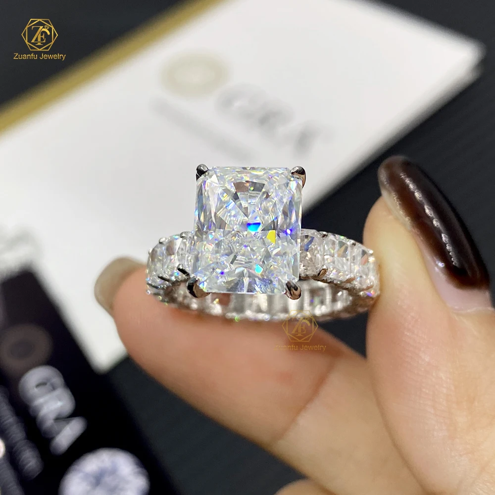 Wholesale GRA VVS D 5CT Carat 9x11mm Radiant Moissanite Ring