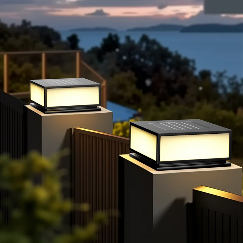 Portbelysning, pelarlampor utomhus, vattentäta trädgårdsstaket, port- och landskapsbelysning, villa, pelarlampa, LED, solenergi, pelarlampa