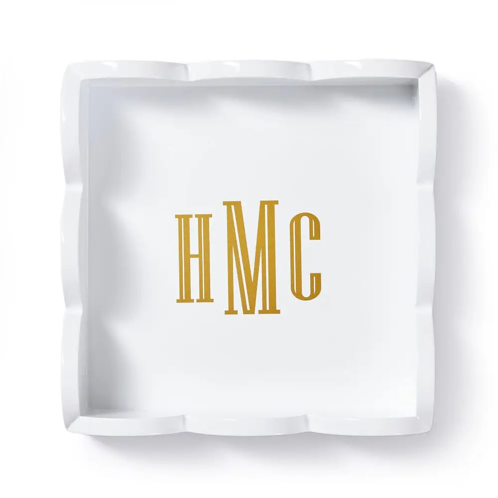 Luxury Glossy High Quality Colorful Lacquer Scalloped Serving Tray for Party Dinning Table Home Decoration Made in Vietnam
