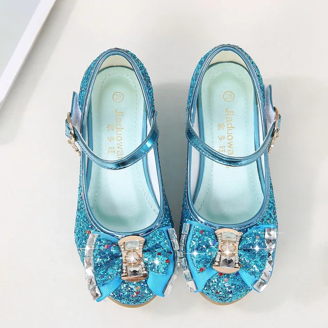 Hot selling sequins girl princess party shoes dress high heels girl crystal shoes - Image 2