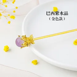 Женская заколка для волос с натуральным камнем