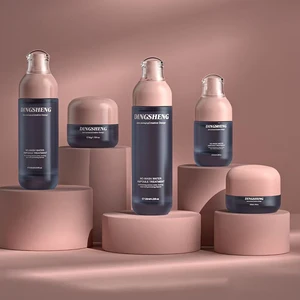 Luxury Customizable Color 5oz 1oz 1.5ml Glass Serum Toner Bottle Jar Set for Skin Care Cream Cosmetics Packaging