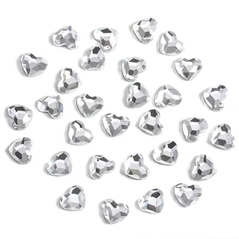 OPL 144pcs Hotfix Heart Rhinestones, Flat Back Heart Rhinestones, Glass Flatback Crystal Shaped Gems , 5X6mm