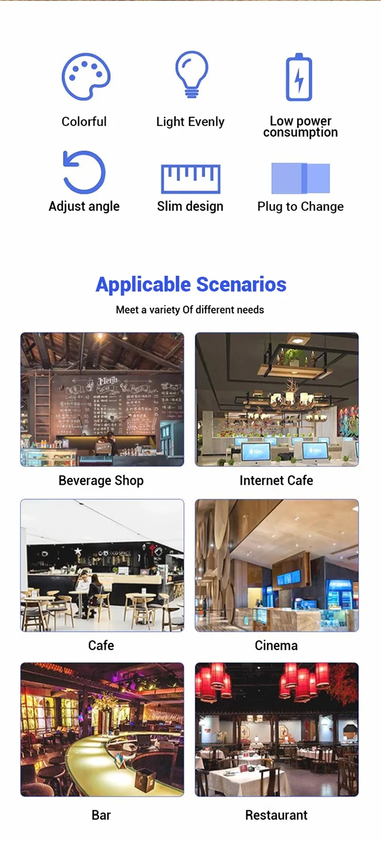 Table Signage Light Custom Slim LED Table Stand Light Box Rectangle-shaped Advertising Sign ...